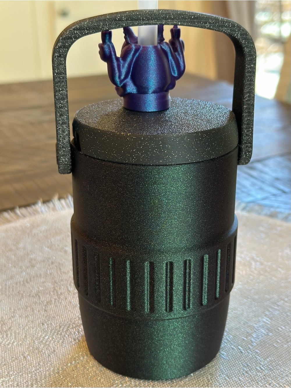 Disney Halloween Themed Can Cooler with Haunted Mansion Gargoyle Straw Topper - Picture 4 of 5